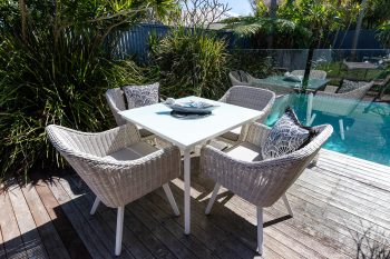 Glass Tapered Aluminium Dining Tables | Daydream Leisure Furniture