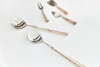 RATTAN/STAINLESS STEEL 'LONDOLOZI' CHEESE KNIFE SET | Daydream Leisure Furniture