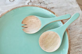ACACIA WOOD AND ENAMEL 'SAVANNAH' SALAD BOWL | Daydream Leisure Furniture