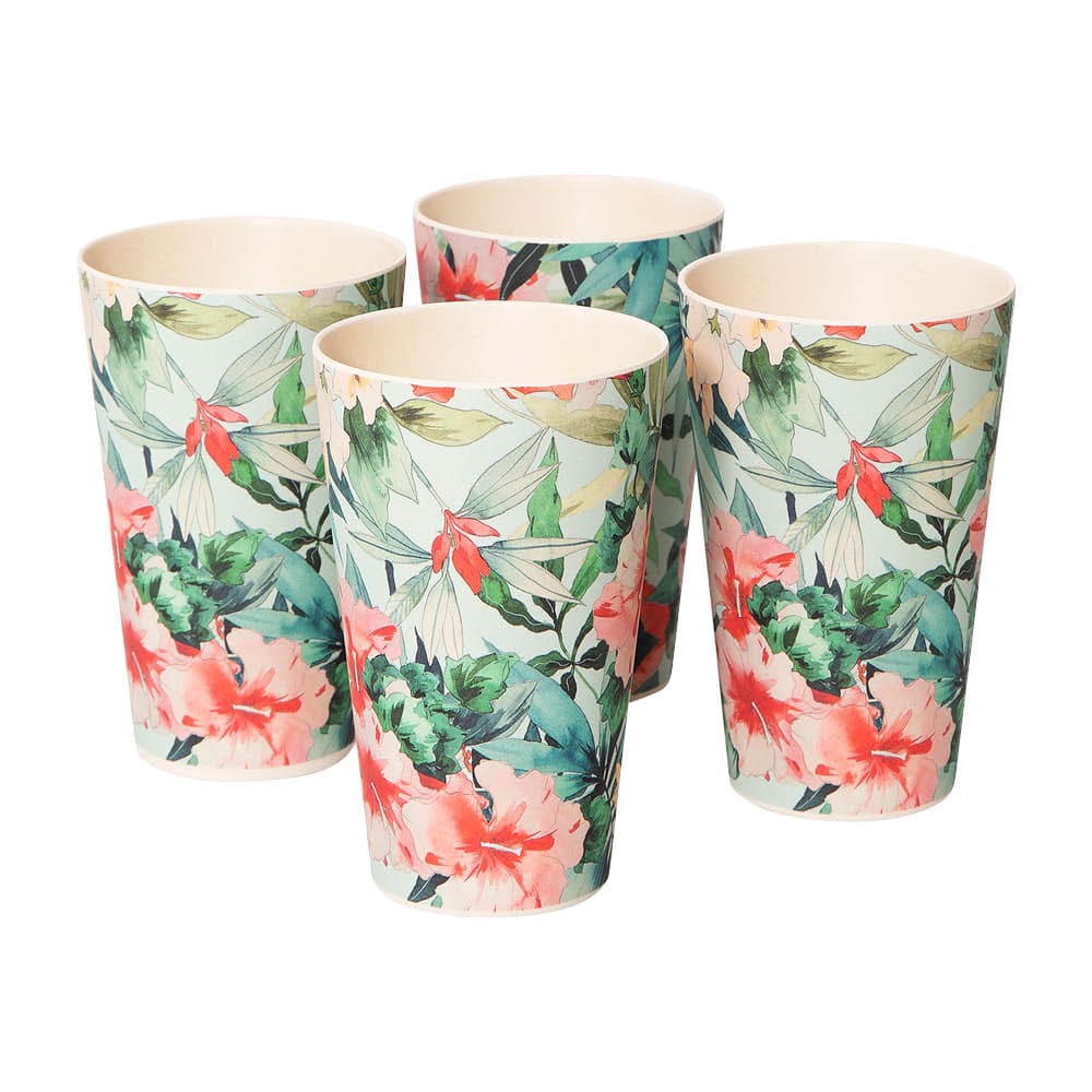 BAMBOO 'TUMBLER' Set 4 - Hibiscus Garden - Daydream Leisure Furniture