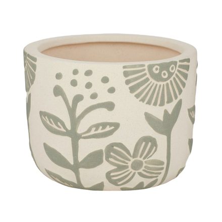 Ceramic Joplin Pot featuring a floral pattern available in Green