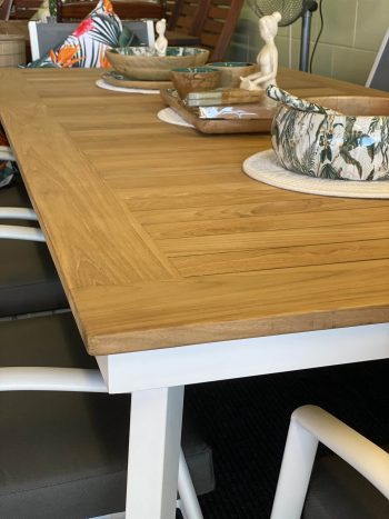 Teak Tapered Aluminium Dining Tables (4 Sizes) | Daydream Leisure Furniture