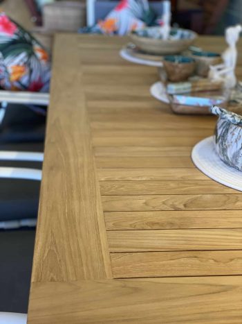 Teak Tapered Aluminium Dining Tables (4 Sizes) | Daydream Leisure Furniture