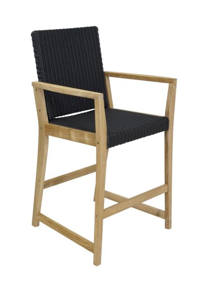 Teak Calibri Outdoor Bar Chair – Wicker Seat