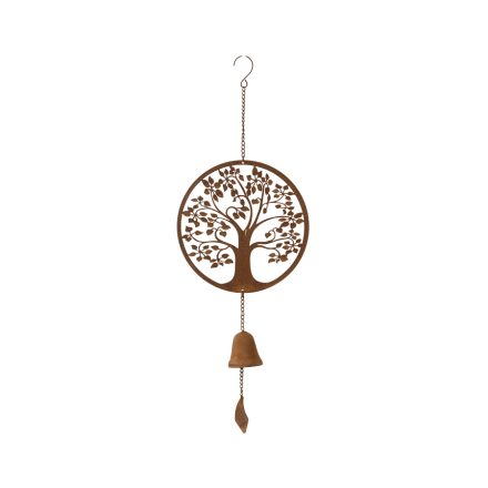 WALL DECOR LASER CUT 'TREE OF LIFE with BELL' RUSTY | Daydream Leisure Furniture