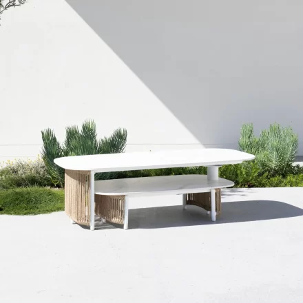 Novara Outdoor Coffee Table Double set with large and small nested tables