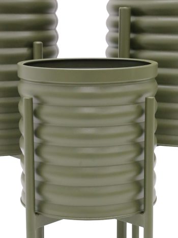 RIDGE METAL DECORATIVE PLANTERS (3 SIZES) - OLIVE | Daydream Leisure Furniture