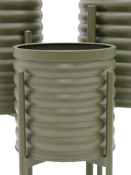 RIDGE METAL DECORATIVE PLANTERS (3 SIZES) - OLIVE | Daydream Leisure Furniture