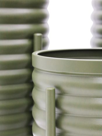 RIDGE METAL DECORATIVE PLANTERS (3 SIZES) - OLIVE | Daydream Leisure Furniture
