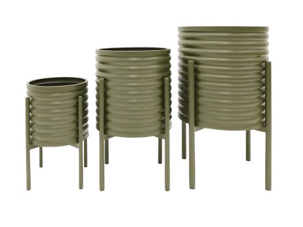 RIDGE METAL DECORATIVE PLANTERS (3 SIZES) - OLIVE | Daydream Leisure Furniture