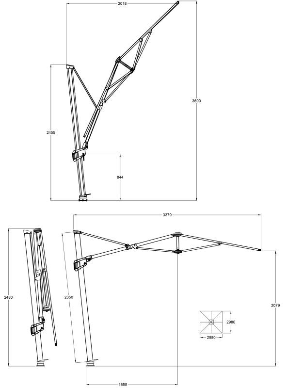 Solstice 300cm Square Cantilever Umbrella | Daydream Leisure Furniture
