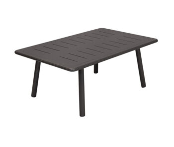 Milan Outdoor Coffee Table 100×65 cm in powder-coated aluminium slatted design, in White, Strata and Gunmetal