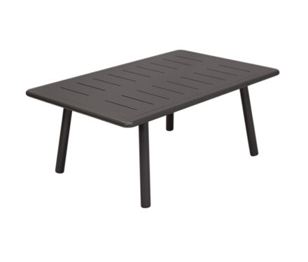 Milan Outdoor Coffee Table 100×65 cm in powder-coated aluminium slatted design, in White, Strata and Gunmetal