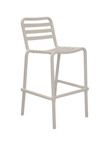Milan Outdoor Bar Chair in aluminium slatted design in White and Strata