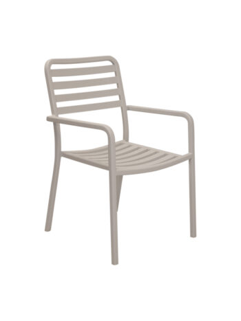Milan Outdoor Dining Chair in aluminium slatted design, in White and Strata