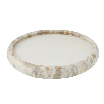 Sarang Marble Candle Bowl Lotus multi-wick scented candle in a decorative natural marble-effect vessel for luxury home décor and entertaining.