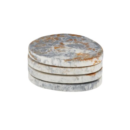resin hadley coasters set 4 - steel statement piece decor displayed for interior styling.
