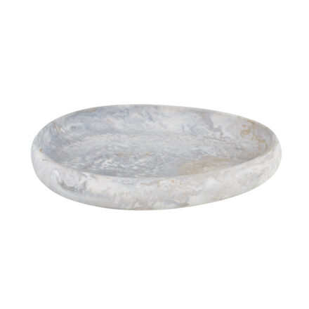 resin hadley pebble tray - steel statement piece decor displayed for interior styling.