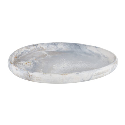 resin hadley pebble tray - steel statement piece decor displayed for interior styling.