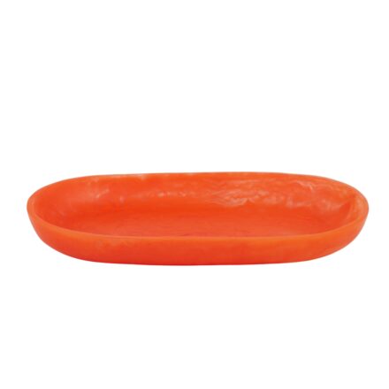 resin kip oval tray - tomato statement piece decor displayed for interior styling.