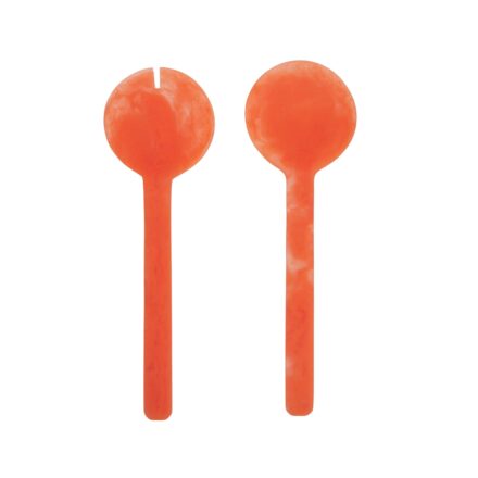 resin kip salad servers set 2 - tomato statement piece decor displayed for interior styling.