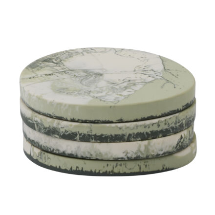 Wesley Resin Coasters Set of 4 Sage premium marbled resin drink coasters for modern entertaining and stylish home décor.
