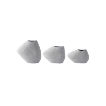 Ceramic Hand Potted Shard Vase - White in three different sizes displayed together on a white background