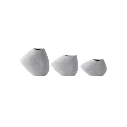 Ceramic Hand Potted Shard Vase - White in three different sizes displayed together on a white background