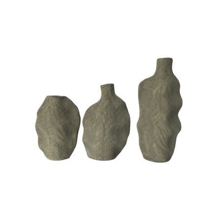Organic Sculptural Cala Vase Moss featuring a textured earthy green finish