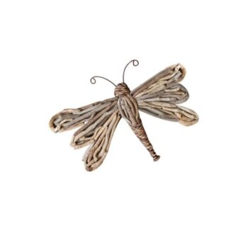 Driftwood Abaca Dragonfly Wall Art featuring natural driftwood pieces and woven abaca details