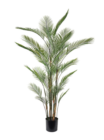 Plant Kwai Tree featuring lush artificial palm fronds in a black pot