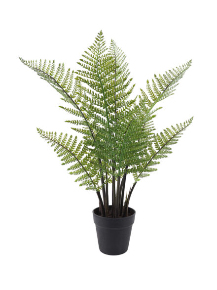 Plant Fern featuring lush artificial green fronds in a black pot