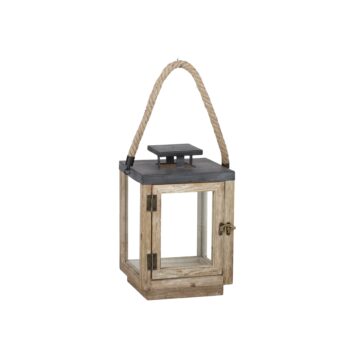 Wood/glass lantern newark statement piece decor displayed for interior styling.