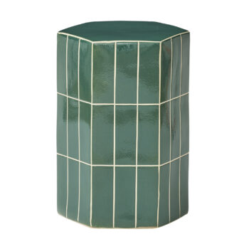 ceramic tiled seidler stool pine decorative furniture displayed for styling.