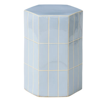 ceramic tiled seidler stool blue decorative furniture displayed for styling.