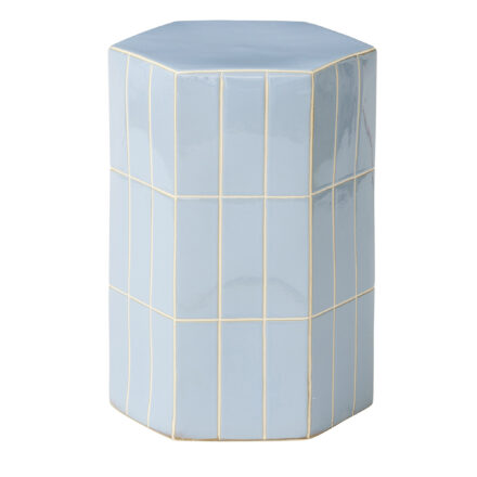ceramic tiled seidler stool blue decorative furniture displayed for styling.