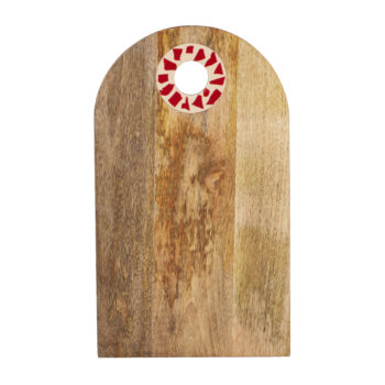wood mila serving board nude/red statement piece decor displayed for interior styling.