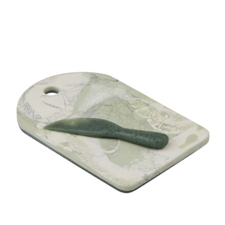 resin Wesley board with knife - sage statement piece decor displayed for interior styling.