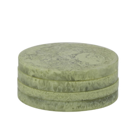 resin kip coasters set 4 - pistachio statement piece decor displayed for interior styling.