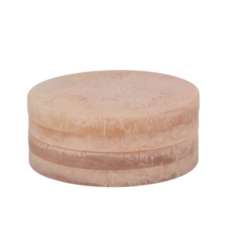 resin kip coasters set 4 - peach statement piece decor displayed for interior styling.