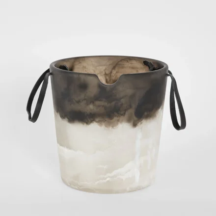resin Halo swirl ice bucket - black/white statement piece decor displayed for interior styling.