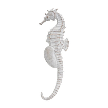 resin wall decor seahorse - greywash statement piece decor displayed for interior styling.