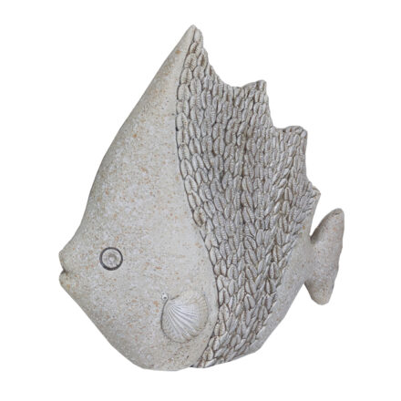 resin Keppel fish whitewash - small statement piece decor displayed for interior styling.