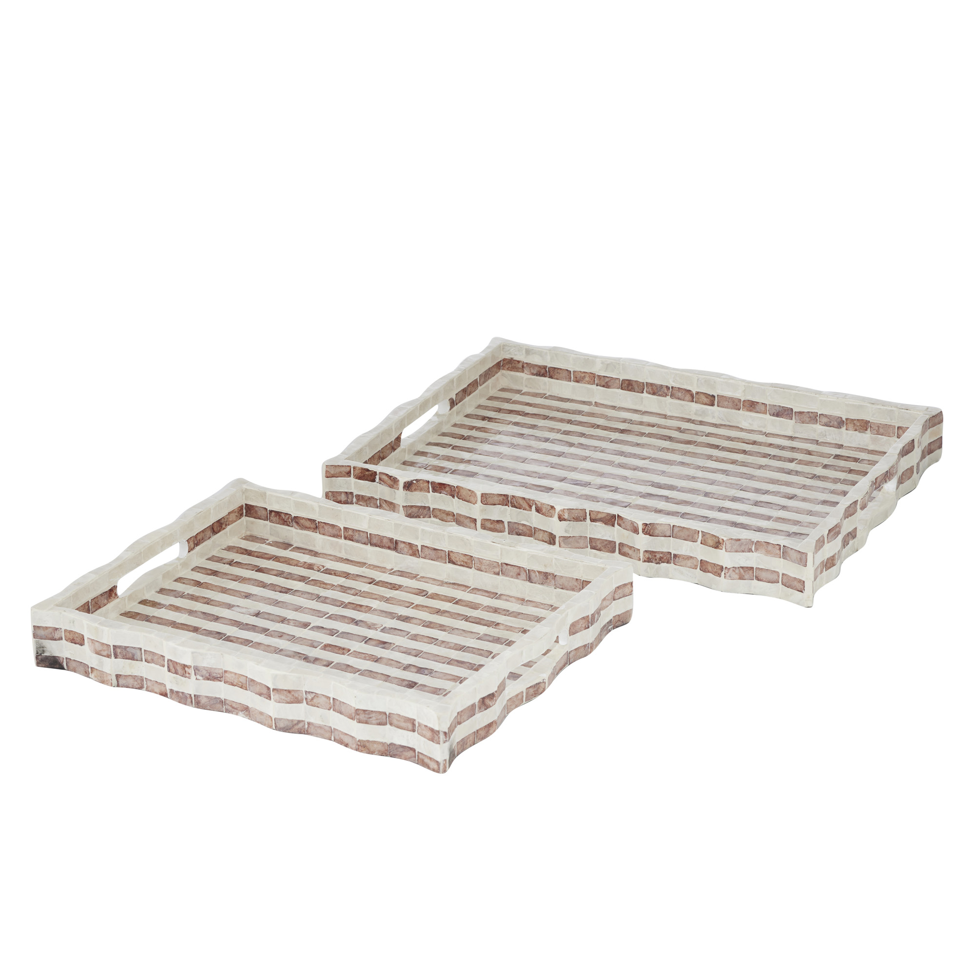 inlay marconi inlay trays set 2 - russet statement piece decor displayed for interior styling.