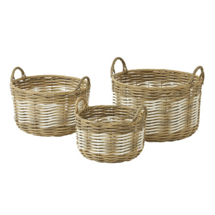 jacka s/3 pe rattan basket 50x42cm white statement piece decor displayed for interior styling.