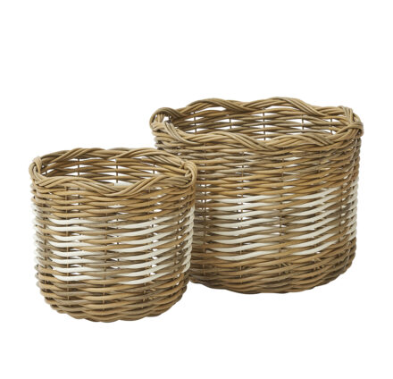 jacka s/2 pe rattan twist basket 40x33cm decorative storage baskets displayed for styling.