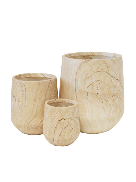 MGO Bower Planter collection displayed in three sizes for indoor styling.
