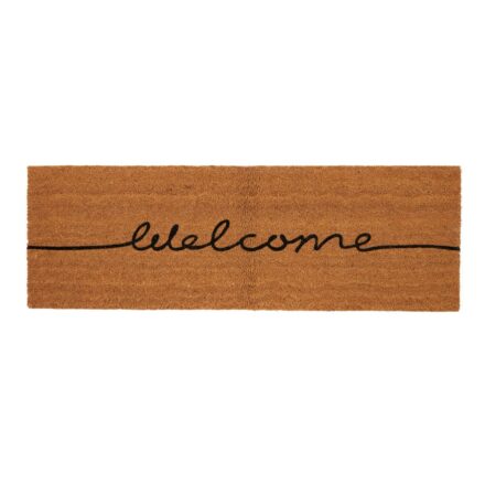 Welcome Script PVC Coir Doormat 40x120cm top-down view on white background