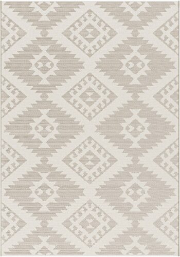 Prisma Outdoor Poly Rug 160x230cm in Taupe and Ivory finish top-down view
