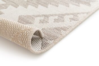 Prisma Outdoor Poly Rug 160x230cm in Taupe and Ivory finish top-down view